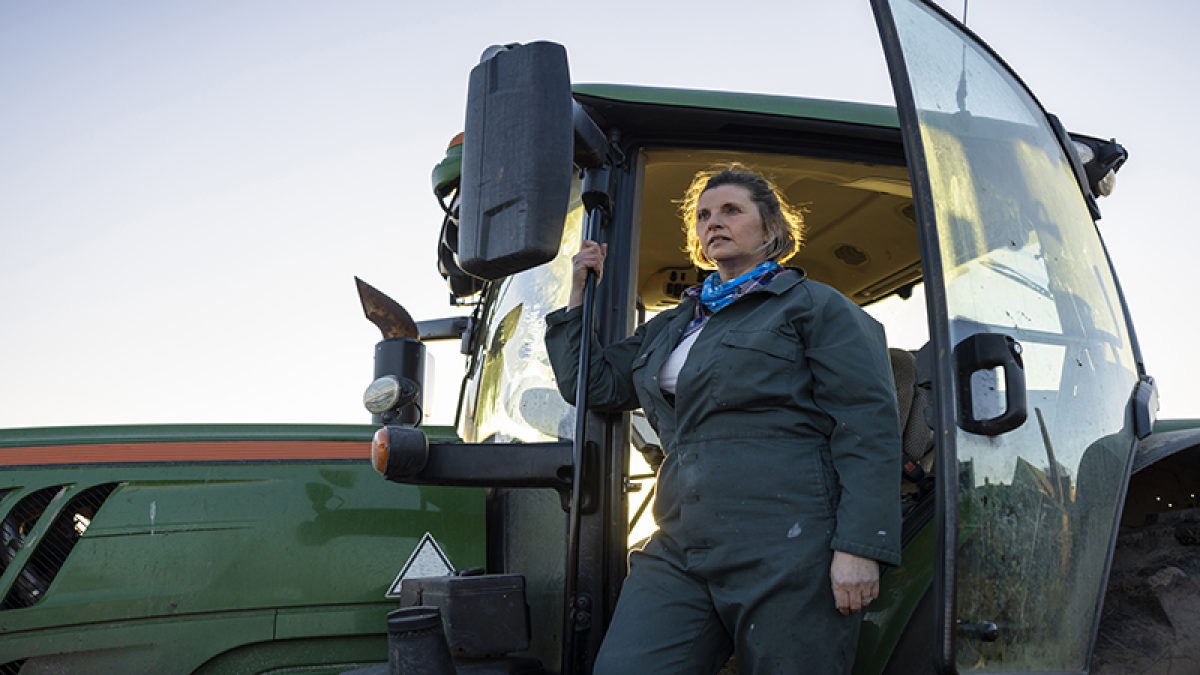 Woman on a tractor